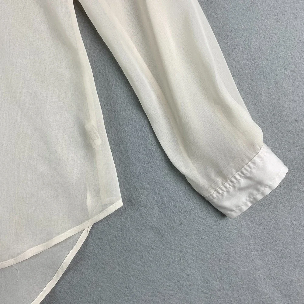 Free People Lightweight semi Sheer top Small Button Down cream pocket tunic